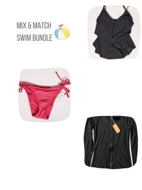 Kona Sol Aqua Green Shade & Shore Swim Bundle Rash Guard Tankini XS/S